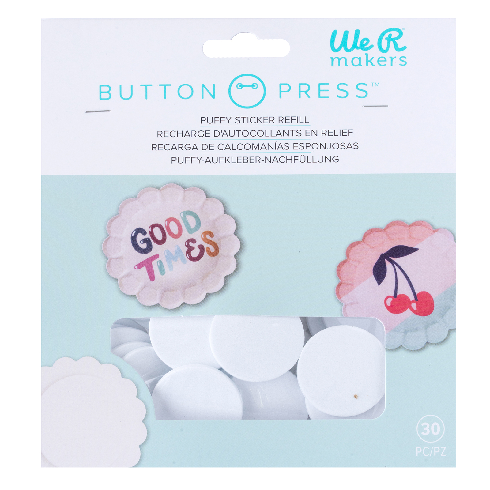 Button Press Rohlinge Puffy Sticker - 15 Stk.